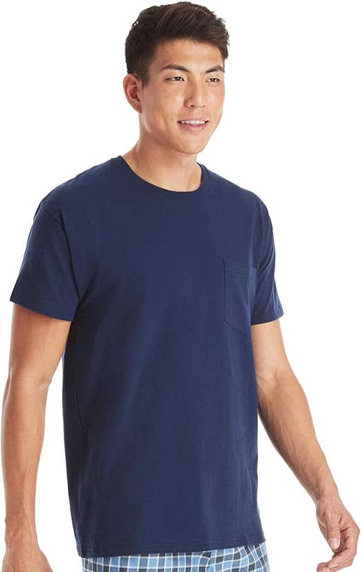 Hanes Men's Pocket T-Shirt Pack, 6-Pack, Cool & Breathable Cotton Tees, Stay-Tucked Undershirts for Men