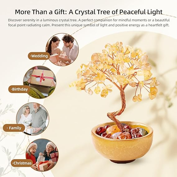 Crystal Trees for Home Decor, Office Desk Decor, Living Room Decor, Handmade Bonsai Trees for Positive Energy, Money, Good Luck Birthday Gifts for Women, Mom (Lapis Lazuli)