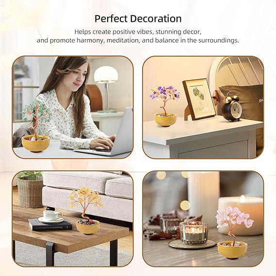 Crystal Trees for Home Decor, Office Desk Decor, Living Room Decor, Handmade Bonsai Trees for Positive Energy, Money, Good Luck Birthday Gifts for Women, Mom (Lapis Lazuli)