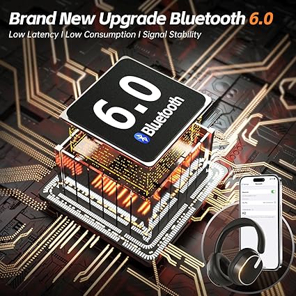 Hybrid Active Noise Cancelling Bluetooth Headphones, Over Ear Wireless Headphones with 40H Playtime, Deep Bass, Memory Foam Ear Cups for Home Office Travel