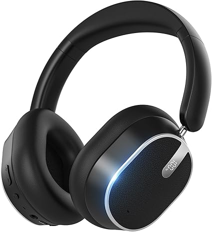 Hybrid Active Noise Cancelling Bluetooth Headphones, Over Ear Wireless Headphones with 40H Playtime, Deep Bass, Memory Foam Ear Cups for Home Office Travel