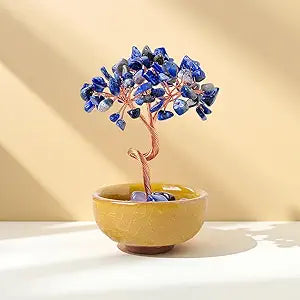 Crystal Trees for Home Decor, Office Desk Decor, Living Room Decor, Handmade Bonsai Trees for Positive Energy, Money, Good Luck Birthday Gifts for Women, Mom (Lapis Lazuli)