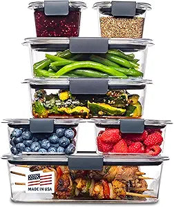 Rubbermaid Brilliance Food Storage Containers, 14 Piece Plastic Containers with Lids, BPA-Free, Leak Proof, Clear